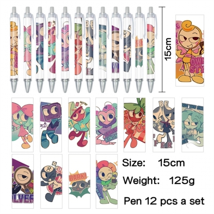 Dandy's World Anime peripheral student color picture ballpoint pen neutral pen 15cm a set of 12