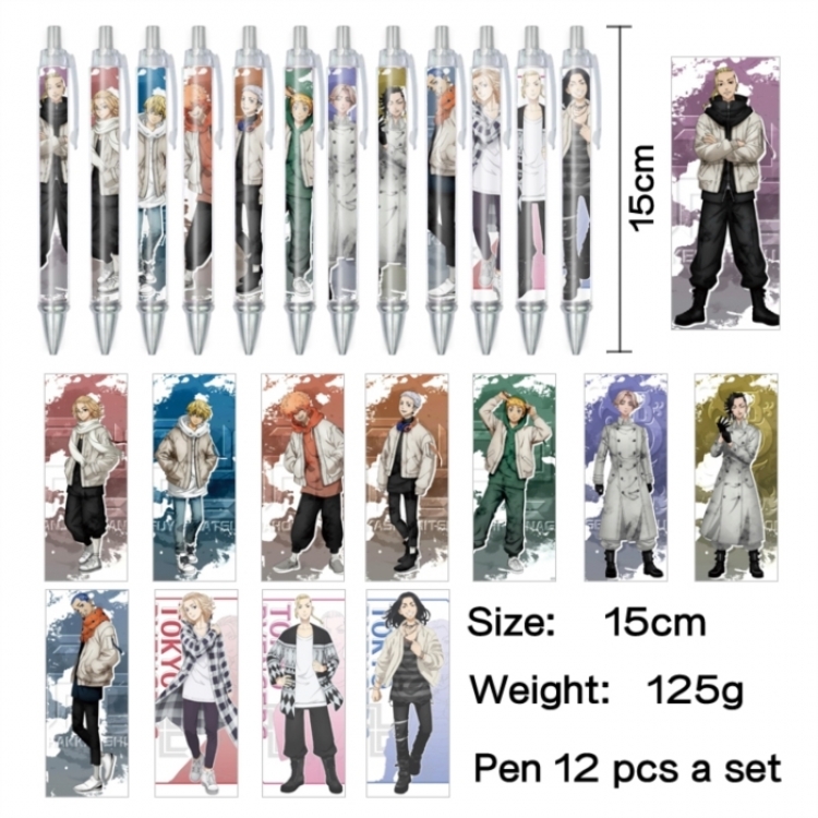 Tokyo Revengers Anime peripheral student color picture ballpoint pen neutral pen 15cm a set of 12