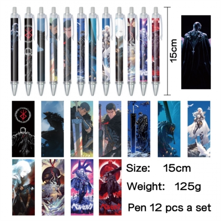 Berserk Anime peripheral student color picture ballpoint pen neutral pen 15cm a set of 12