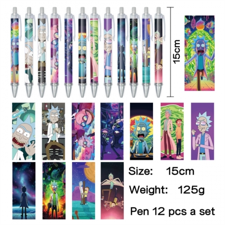 Rick and Morty Anime peripheral student color picture ballpoint pen neutral pen 15cm a set of 12