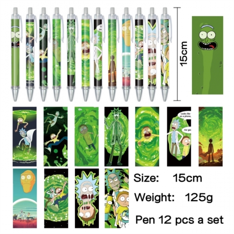 Rick and Morty Anime peripheral student color picture ballpoint pen neutral pen 15cm a set of 12