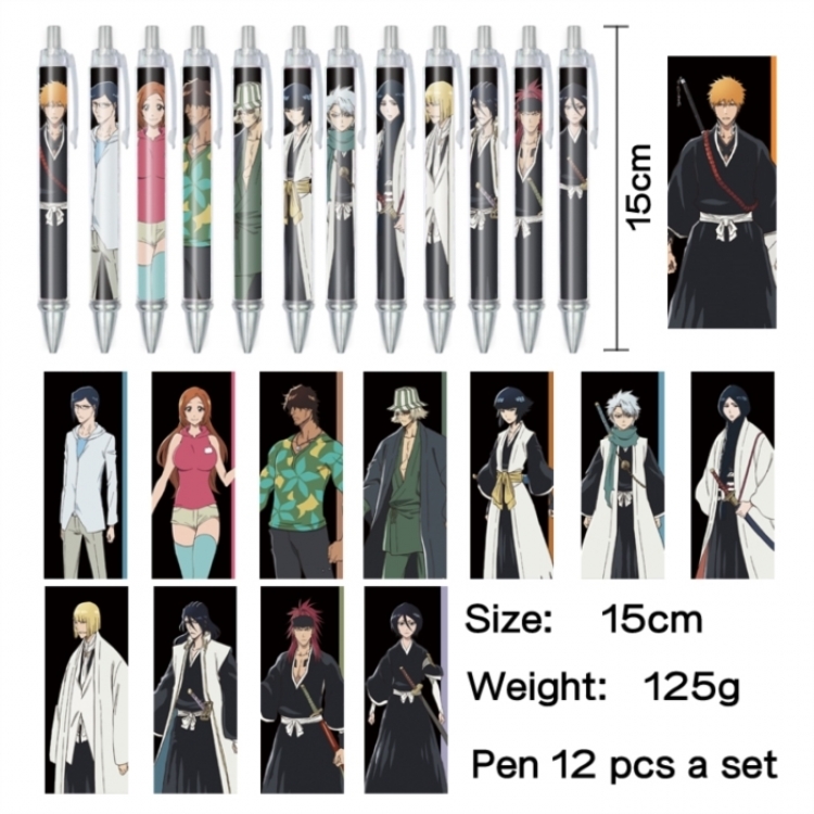 Bleach Anime peripheral student color picture ballpoint pen neutral pen 15cm a set of 12