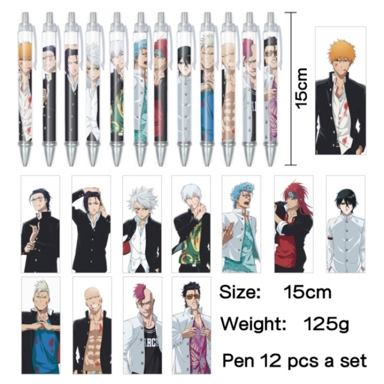 Bleach Anime peripheral student color picture ballpoint pen neutral pen 15cm a set of 12