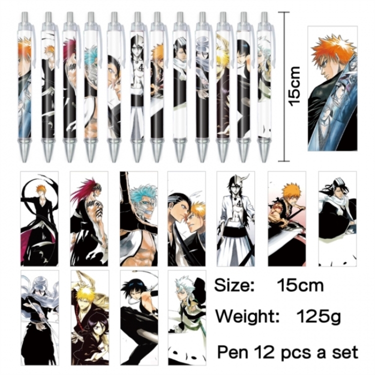 Bleach Anime peripheral student color picture ballpoint pen neutral pen 15cm a set of 12