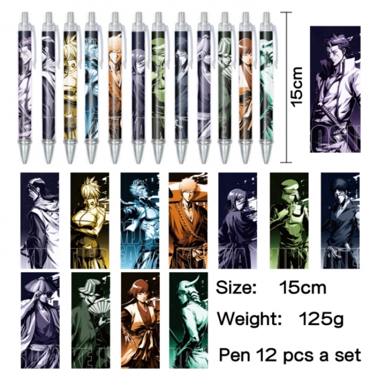 Bleach Anime peripheral student color picture ballpoint pen neutral pen 15cm a set of 12