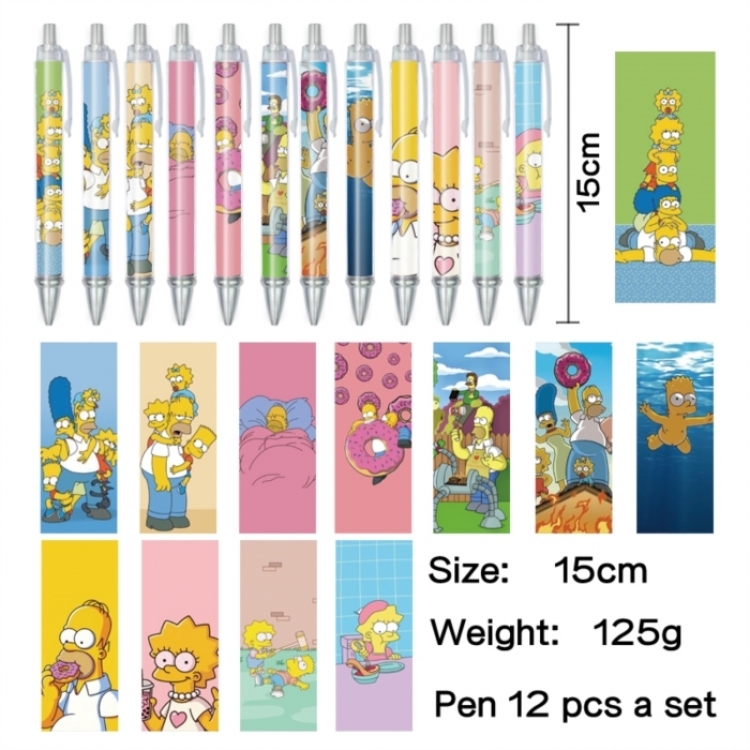 The Simpsons Anime peripheral student color picture ballpoint pen neutral pen 15cm a set of 12