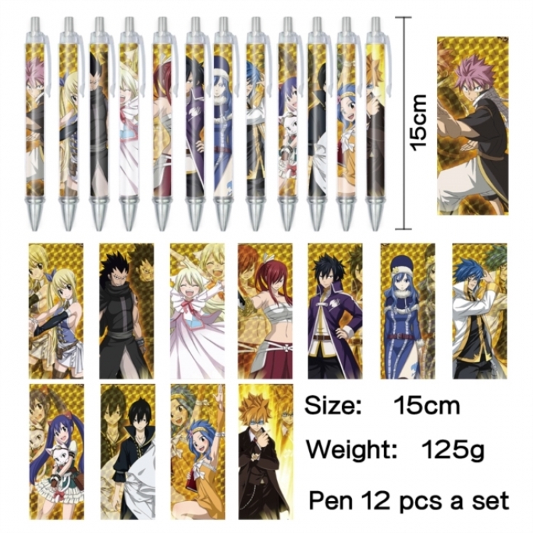 Fairy tail Anime peripheral student color picture ballpoint pen neutral pen 15cm a set of 12