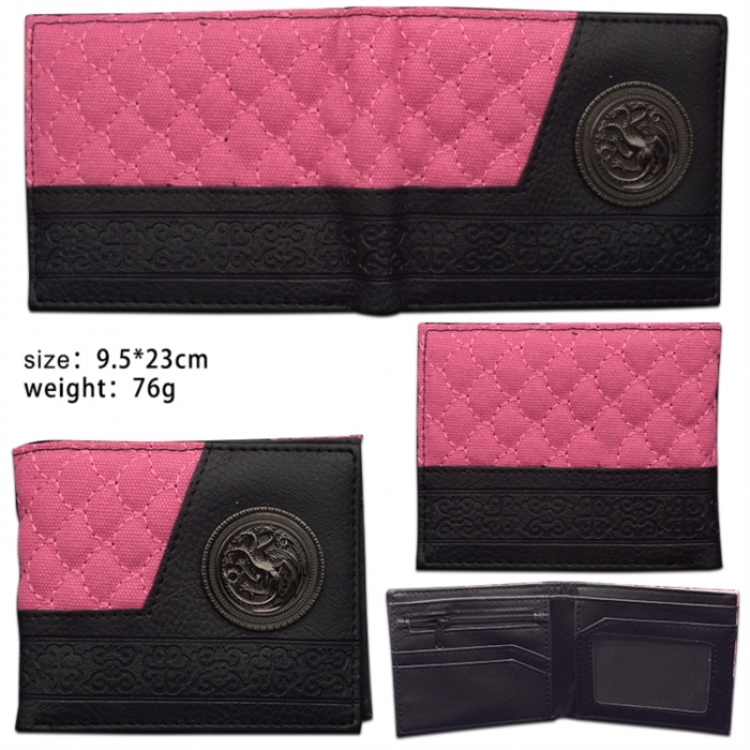 Game of Thrones  Hardware PU wallet short two-fold wallet 9.5X23.5CM 86G