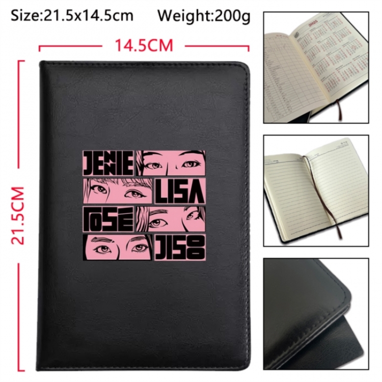 BLACK PINK Anime Printed PU Car Thread Notebook Hard Cover 21.5x14.5cm