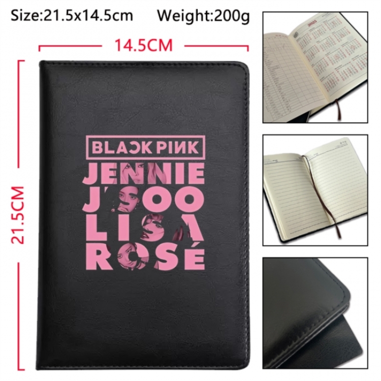 BLACK PINK Anime Printed PU Car Thread Notebook Hard Cover 21.5x14.5cm