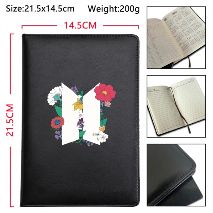BTS Anime Printed PU Car Thread Notebook Hard Cover 21.5x14.5cm