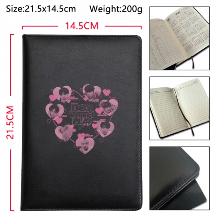 BTS Anime Printed PU Car Thread Notebook Hard Cover 21.5x14.5cm