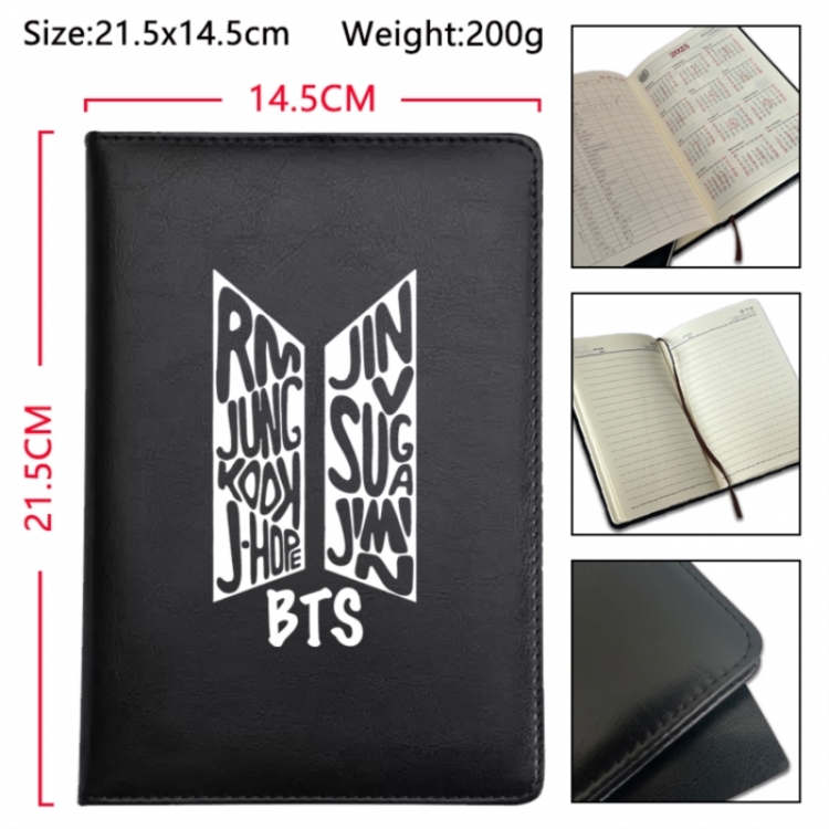 BTS Anime Printed PU Car Thread Notebook Hard Cover 21.5x14.5cm