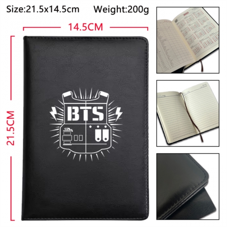 BTS Anime Printed PU Car Thread Notebook Hard Cover 21.5x14.5cm