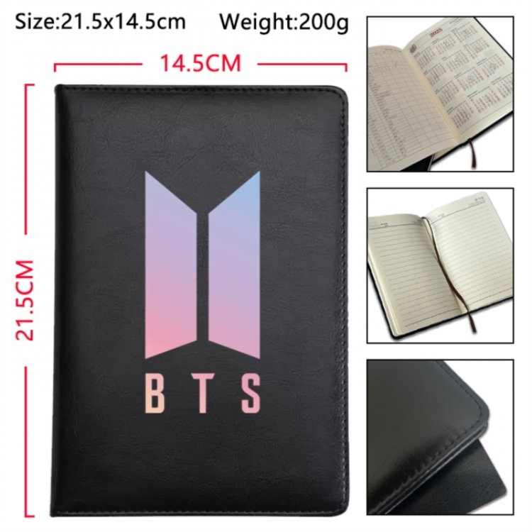 BTS Anime Printed PU Car Thread Notebook Hard Cover 21.5x14.5cm