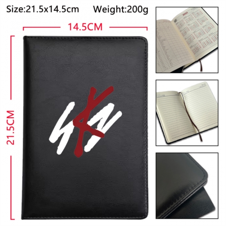 straykids Anime Printed PU Car Thread Notebook Hard Cover 21.5x14.5cm