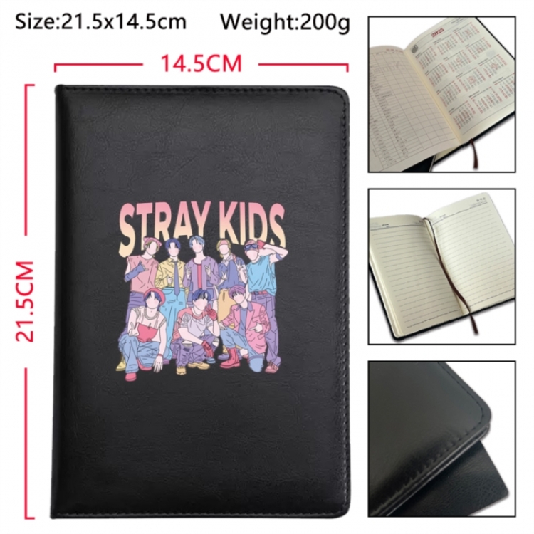 straykids Anime Printed PU Car Thread Notebook Hard Cover 21.5x14.5cm