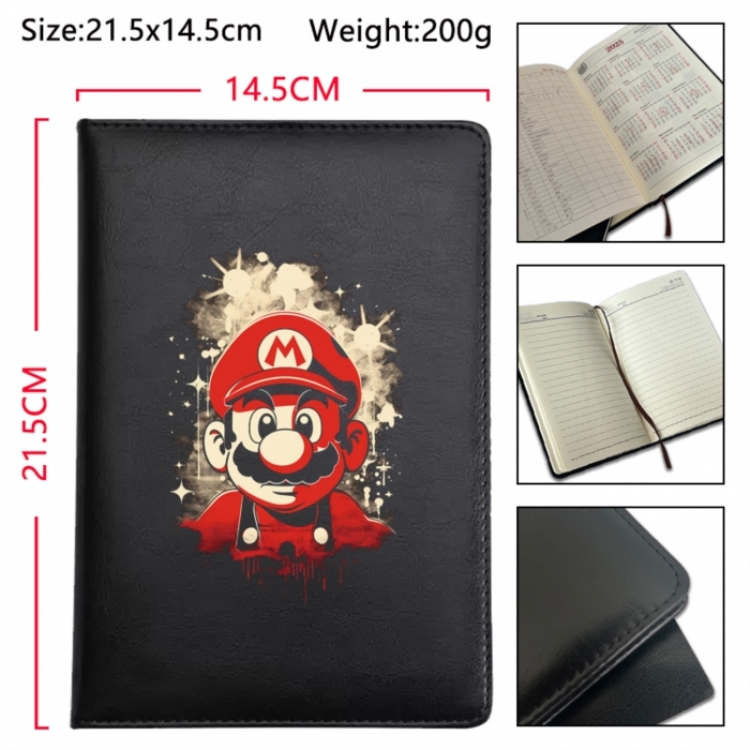 Super Mario Anime Printed PU Car Thread Notebook Hard Cover 21.5x14.5cm
