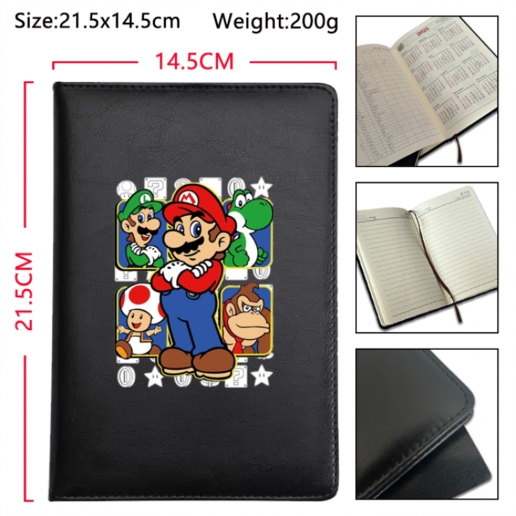Super Mario Anime Printed PU Car Thread Notebook Hard Cover 21.5x14.5cm