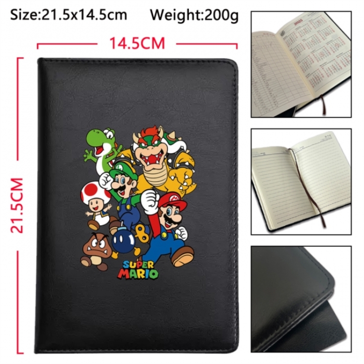 Super Mario Anime Printed PU Car Thread Notebook Hard Cover 21.5x14.5cm