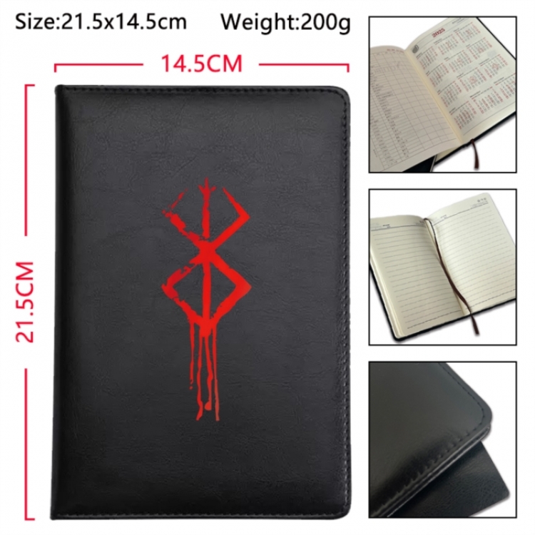 Berserk Anime Printed PU Car Thread Notebook Hard Cover 21.5x14.5cm