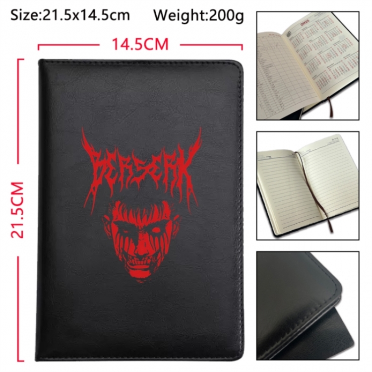 Berserk Anime Printed PU Car Thread Notebook Hard Cover 21.5x14.5cm