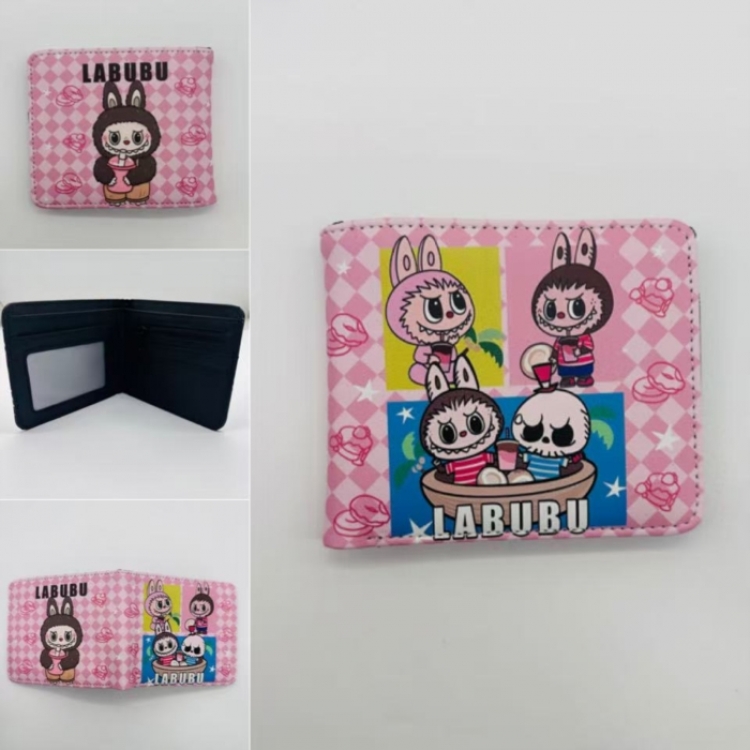LABUBU Full color Two fold short card case wallet 11X9.5CM