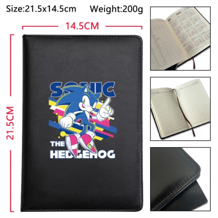 Sonic The Hedgehog Anime Printed PU Car Thread Notebook Hard Cover 21.5x14.5cm