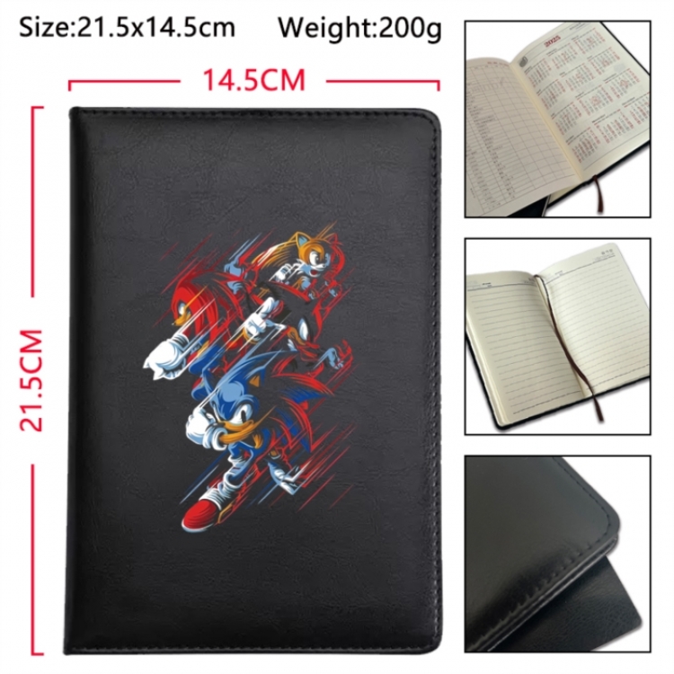 Sonic The Hedgehog Anime Printed PU Car Thread Notebook Hard Cover 21.5x14.5cm