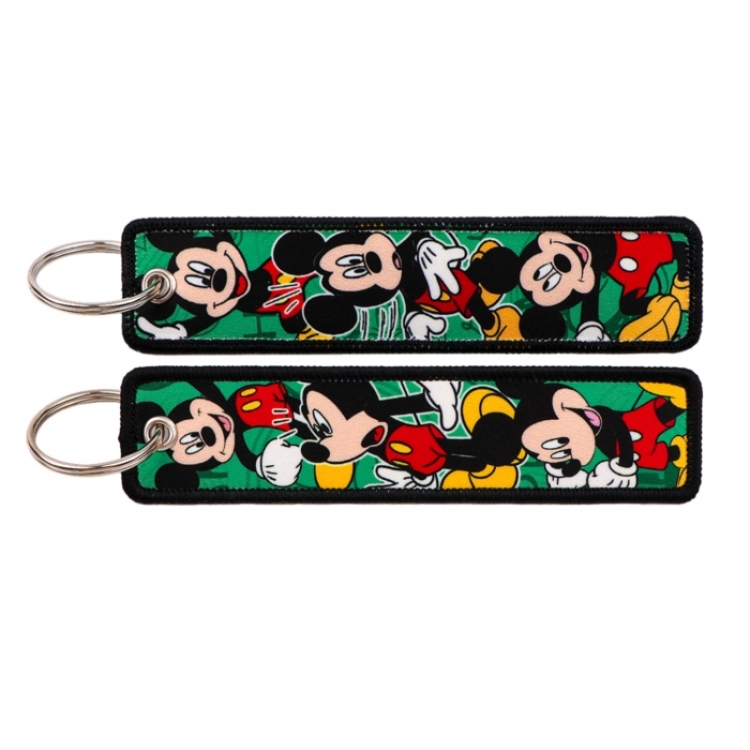 Mickey Double sided color woven label keychain with thickened hanging rope 13x3cm 10G price for 5 pcs