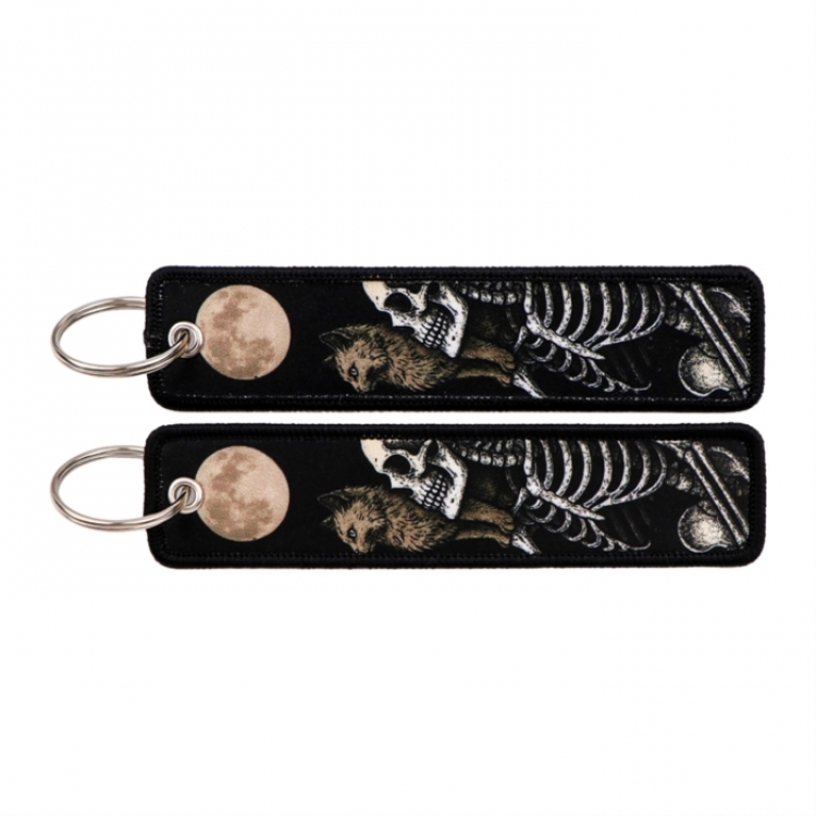 Double sided color woven label keychain with thickened hanging rope 13x3cm 10G price for 5 pcs