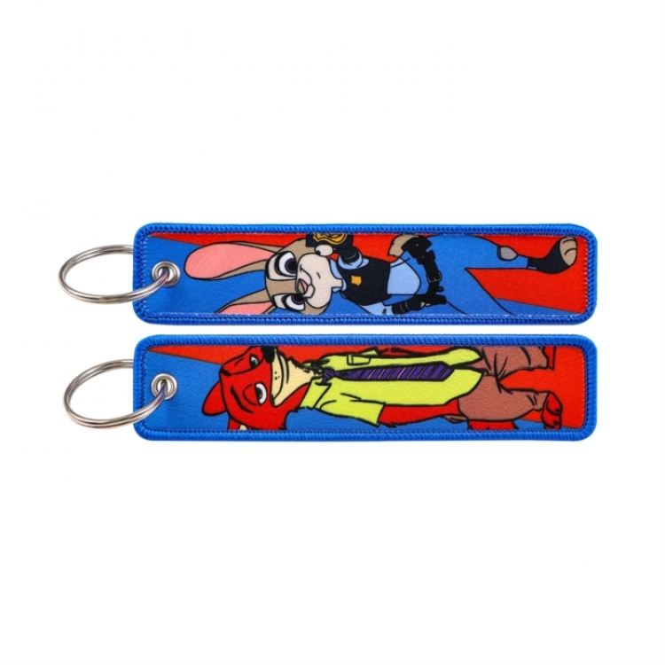 Zootopia Double sided color woven label keychain with thickened hanging rope 13x3cm 10G price for 5 pcs