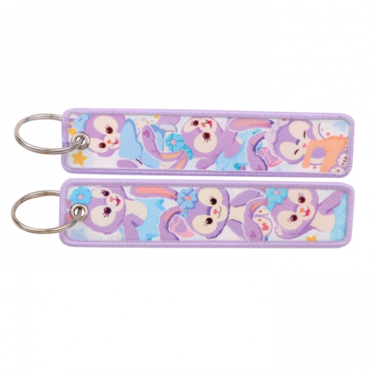 Duffy Double sided color woven label keychain with thickened hanging rope 13x3cm 10G price for 5 pcs