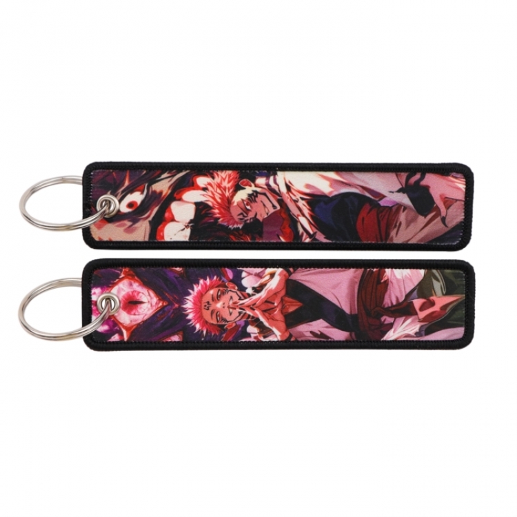 Jujutsu Kaisen Double sided color woven label keychain with thickened hanging rope 13x3cm 10G price for 5 pcs
