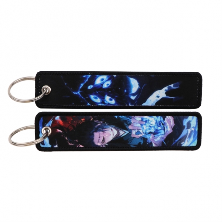 Jujutsu Kaisen Double sided color woven label keychain with thickened hanging rope 13x3cm 10G price for 5 pcs
