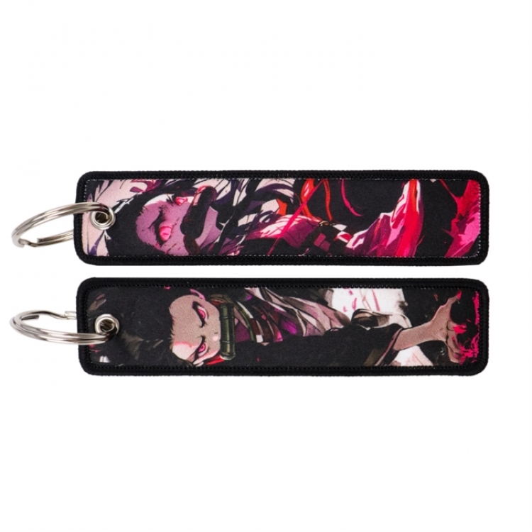 Demon Slayer Kimets Double sided color woven label keychain with thickened hanging rope 13x3cm 10G price for 5 pcs