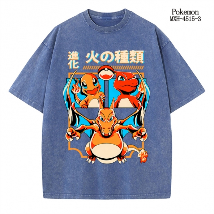 Pokemon Anime peripheral pure cotton washed and worn T-shirt from S to 2XL
