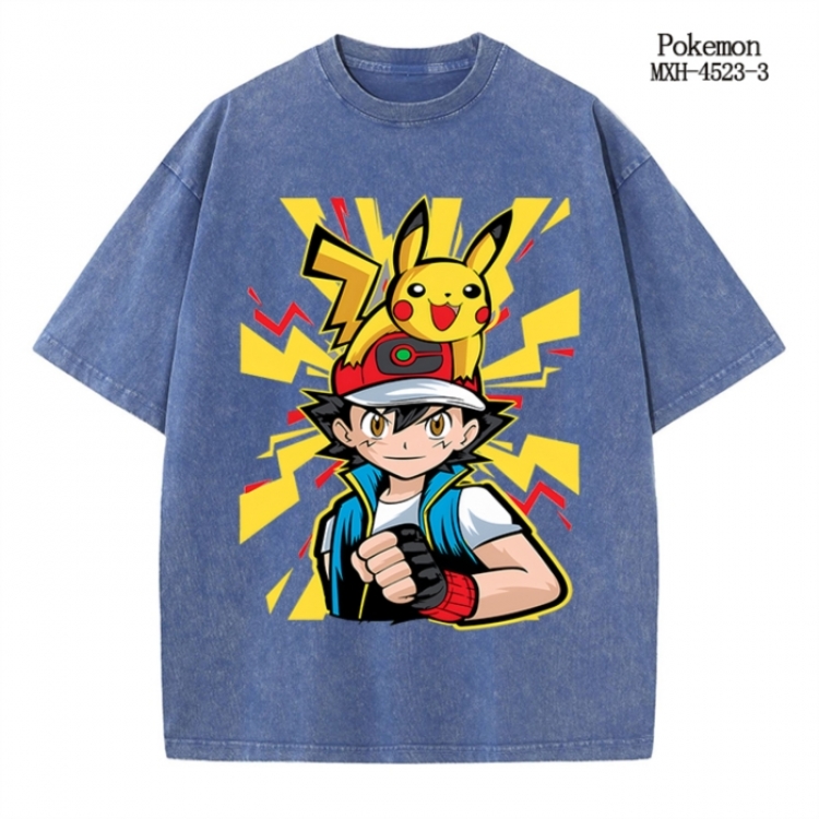 Pokemon Anime peripheral pure cotton washed and worn T-shirt from S to 2XL