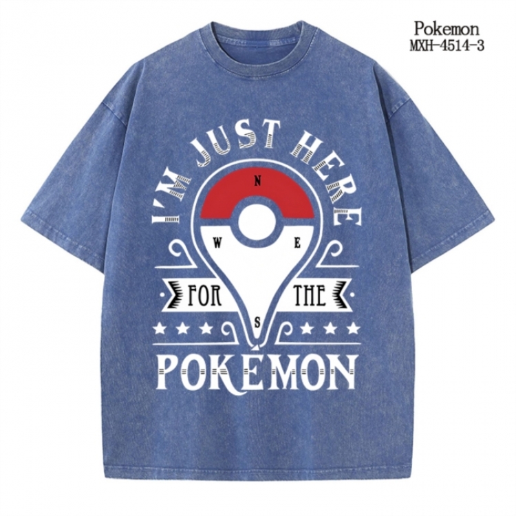Pokemon Anime peripheral pure cotton washed and worn T-shirt from S to 2XL