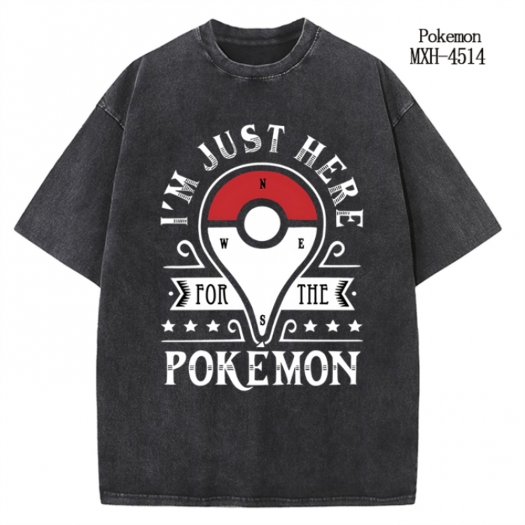 Pokemon Anime peripheral pure cotton washed and worn T-shirt from S to 2XL