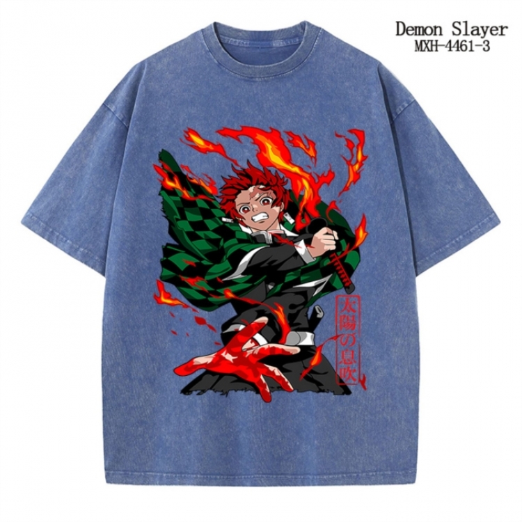 Demon Slayer Kimets Anime peripheral pure cotton washed and worn T-shirt from S to 2XL