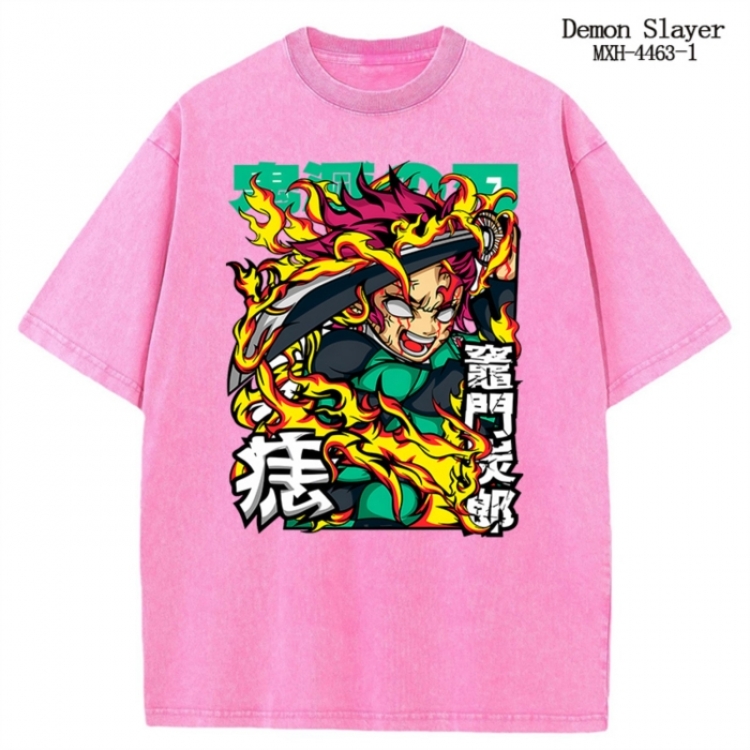 Demon Slayer Kimets Anime peripheral pure cotton washed and worn T-shirt from S to 2XL