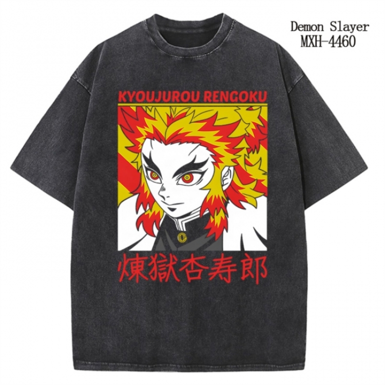 Demon Slayer Kimets Anime peripheral pure cotton washed and worn T-shirt from S to 2XL