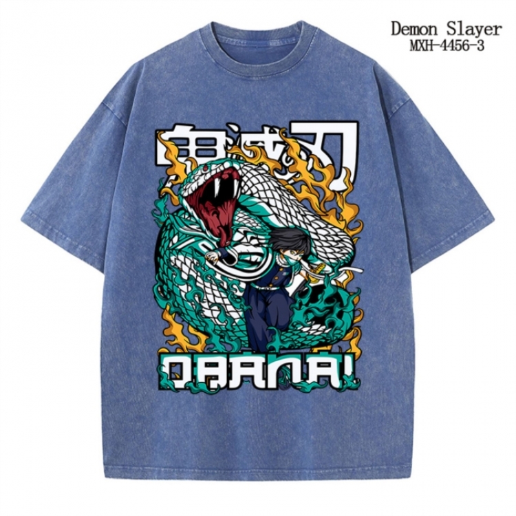 Demon Slayer Kimets Anime peripheral pure cotton washed and worn T-shirt from S to 2XL