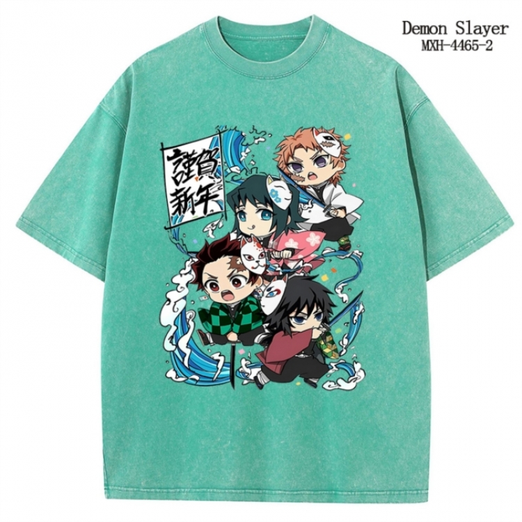 Demon Slayer Kimets Anime peripheral pure cotton washed and worn T-shirt from S to 2XL