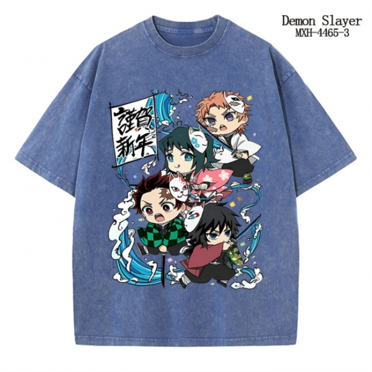 Demon Slayer Kimets Anime peripheral pure cotton washed and worn T-shirt from S to 2XL