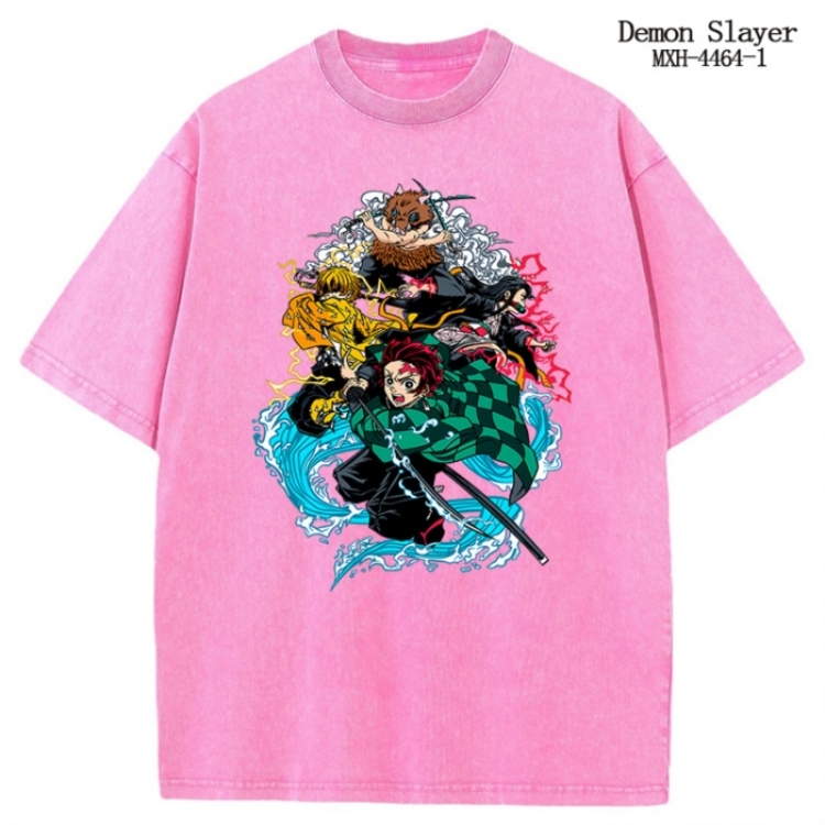 Demon Slayer Kimets Anime peripheral pure cotton washed and worn T-shirt from S to 2XL