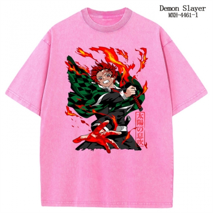 Demon Slayer Kimets Anime peripheral pure cotton washed and worn T-shirt from S to 2XL