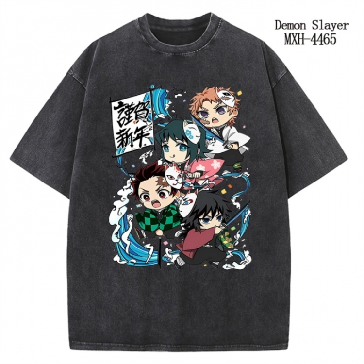Demon Slayer Kimets Anime peripheral pure cotton washed and worn T-shirt from S to 2XL