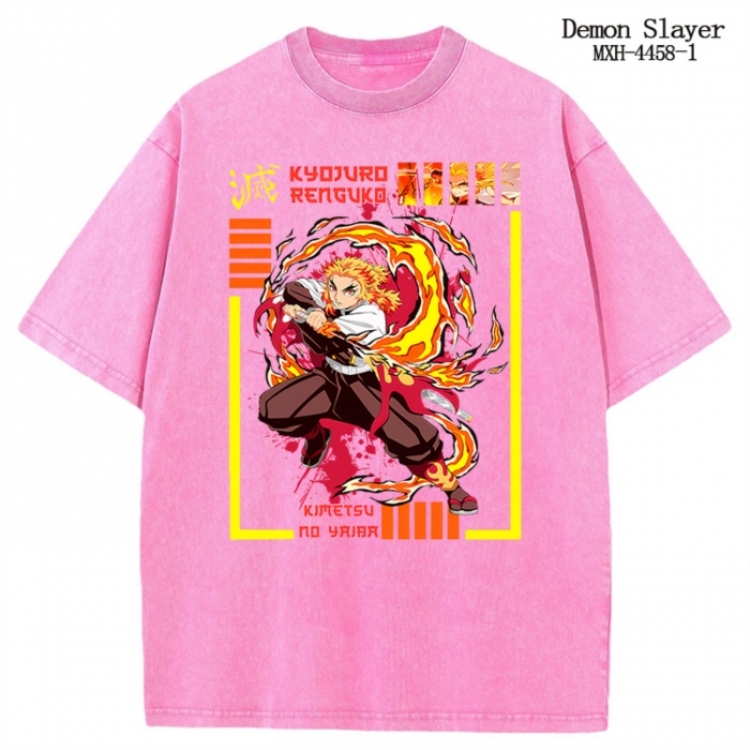 Demon Slayer Kimets Anime peripheral pure cotton washed and worn T-shirt from S to 2XL
